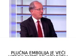 PLUĆNA EMBOLIJA JE VEĆI UZROK SMRTI OD INFARKTA! Dr Seferović otkriva: “Glavni simptom se vidi na nozi” PLUĆNA EMBOLIJA JE VEĆI UZROK SMRTI OD INFARKTA! Dr Seferović otkriva: “Glavni simptom se vidi na nozi” - featured image