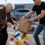 Na parkingu supermarketa mladić je istrgao kesu sa namirnicama iz ruku starije žene i sve prosuo po zemlji, a zatim napao starca koji je samo pokušavao da je zaštiti; ali mladić nije ni mogao da zamisli šta će se desiti sa njim nekoliko sekundi kasnije 😱😨