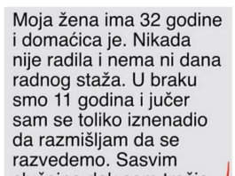 “Moja žena ima 32 godine i domaćica je”
